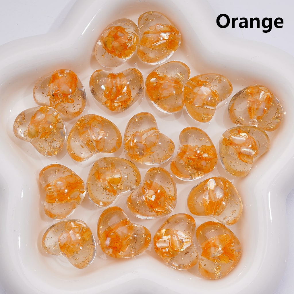 Clear Heart Acrylic Beads with Multi-Color Shells & Gold Foil Paper (Single Color is available for 200pcs(Whole bag))