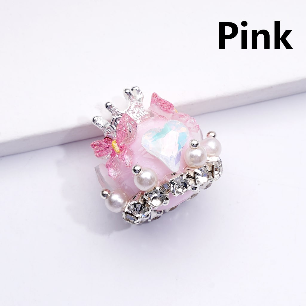 Butterfly Heart with Rhinestones, Pearls & Silver Crown Acrylic Beads 22*22MM Solid Color