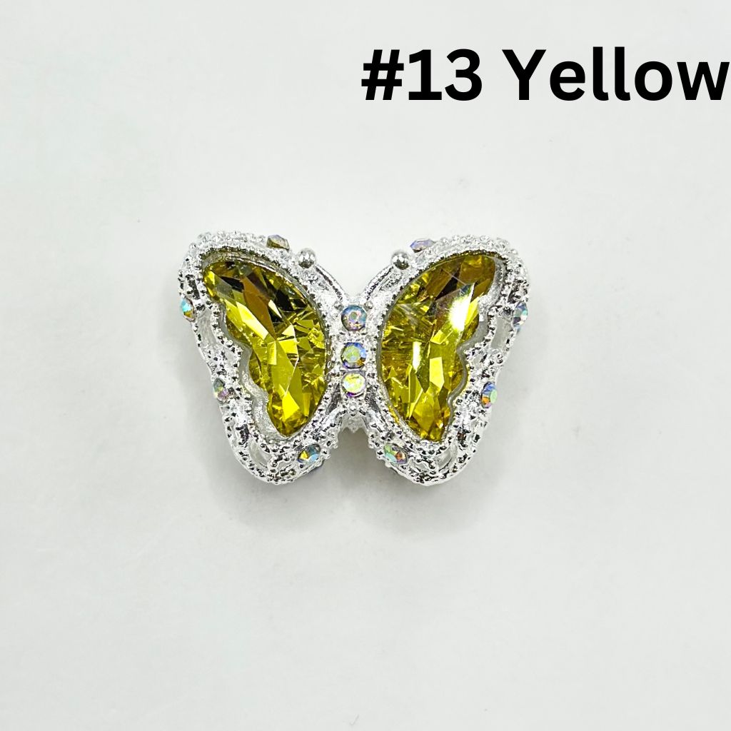 Fancy Alloy Metal Beads with Hollow Sparkling Rhinestone Butterfly, 20mm by 28mm