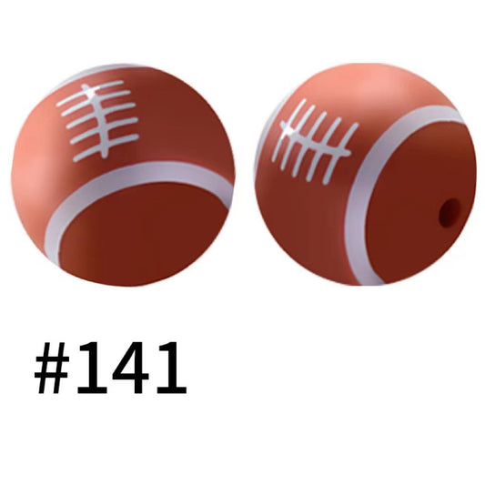 Adorable Football Printed Silicone Beads Number 141