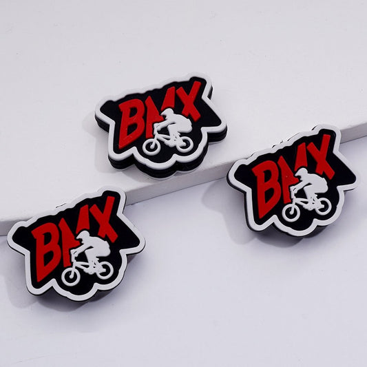 Extreme Sports Silicone Focal Beads Cool BMX Rider in Action Design for Crafts