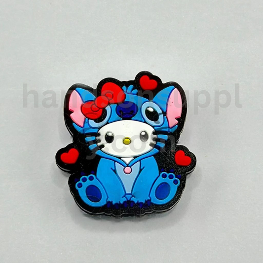 White Kitten in Blue Monster Costume Cartoon Design Silicone Focal Beads