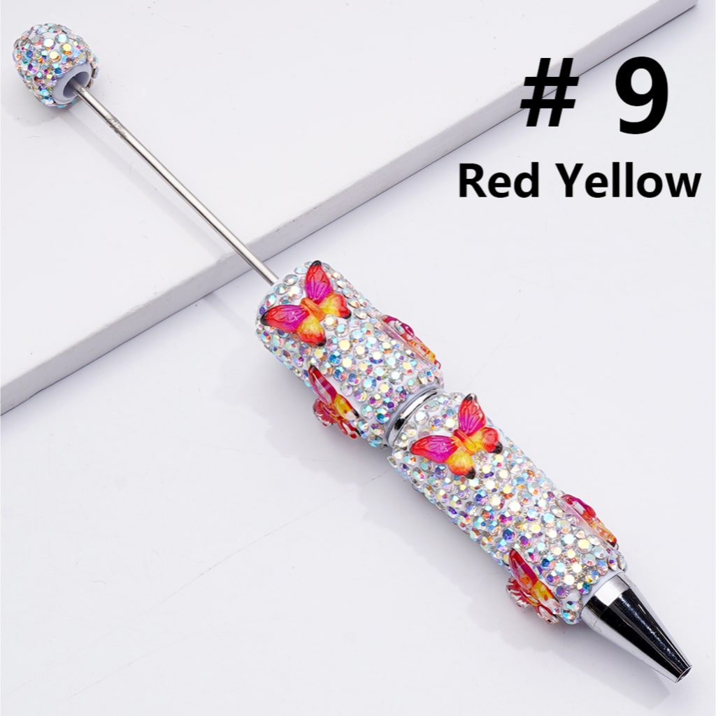 Black Rhinestones Double Color Butterfly Beadable Clay Pens
