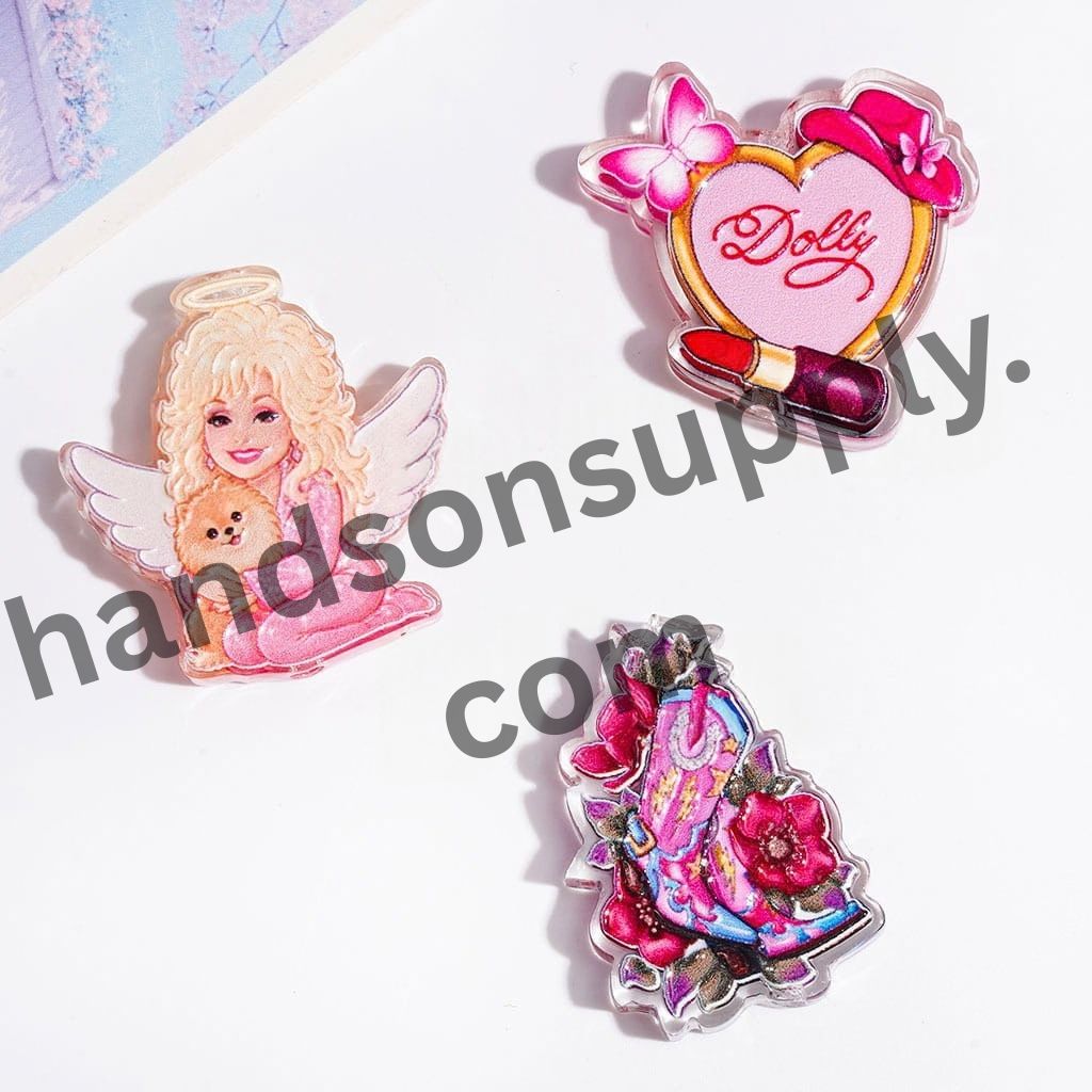 American Country Music Singer Icon Character Series Semi-Clear Acrylic Beads, Random Mix