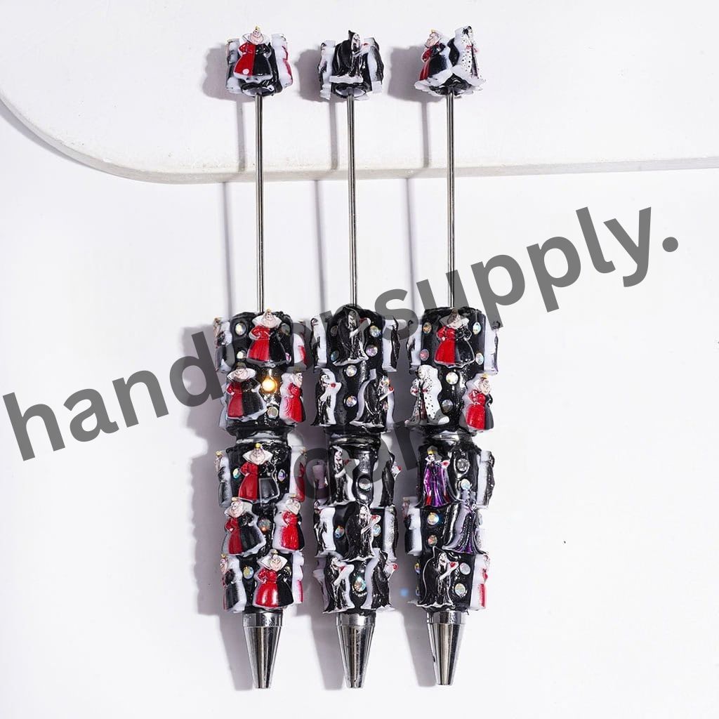 Classic Cartoon Villain Character Series with Sparkling AB Rhinestones Design Beadable Clay Pen