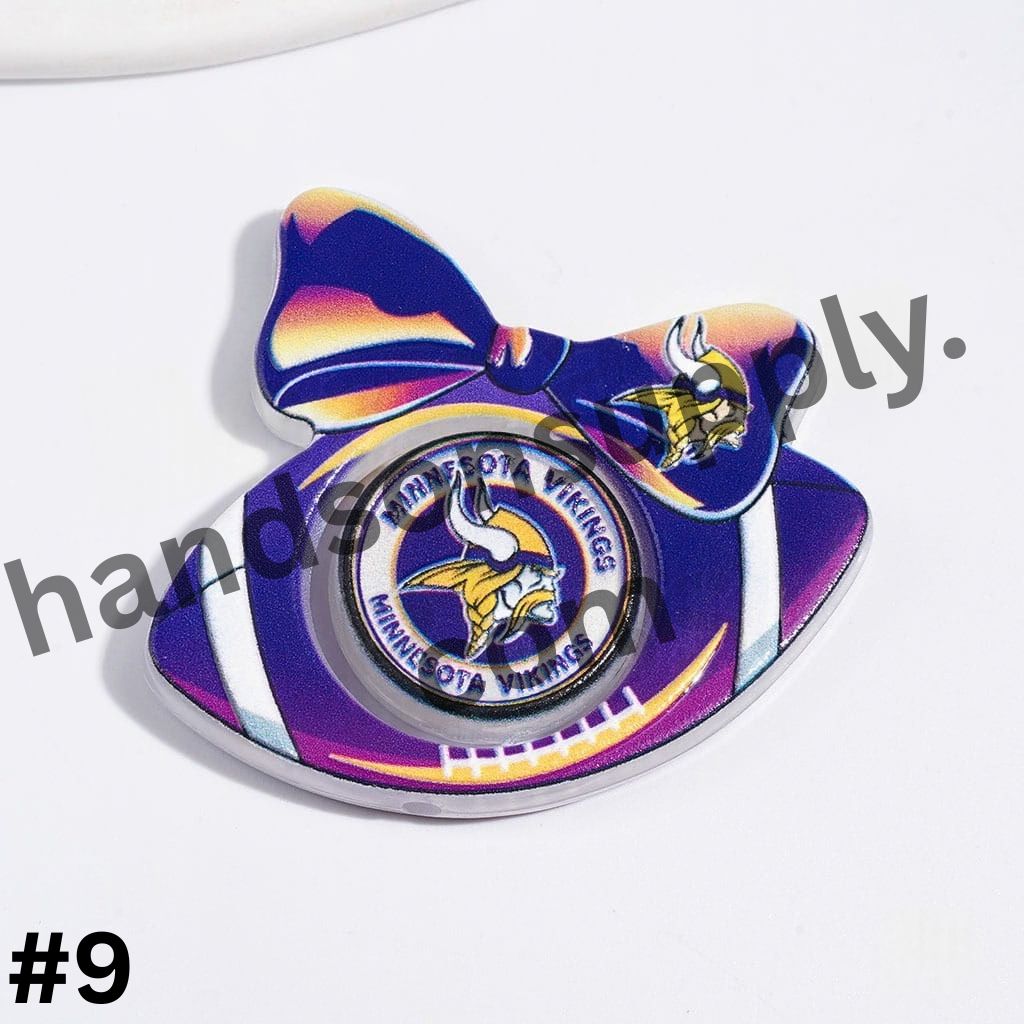 American Football Team Design Hollow Bowtie Frame with Flat Round Acrylic Beads Collection Set, Large Size