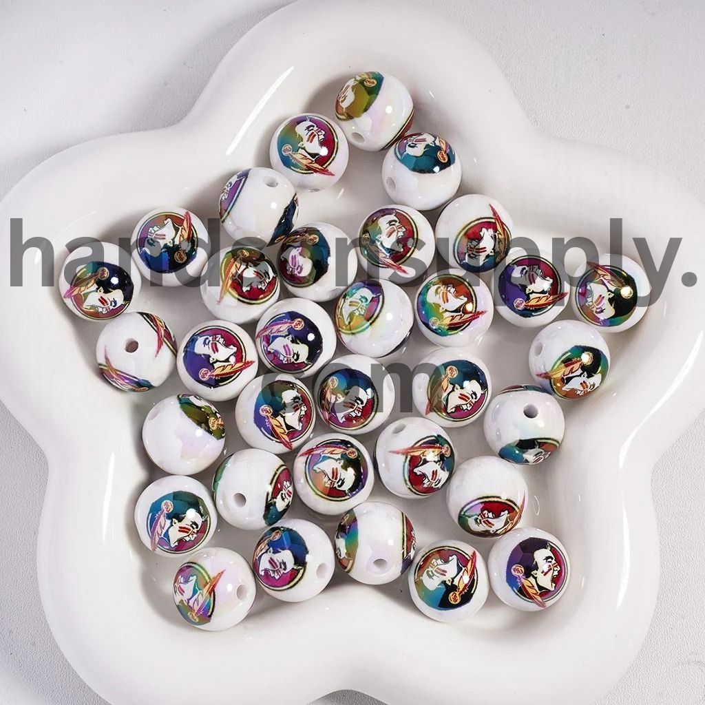 UV Coating American College Football Acrylic Beads, 16MM