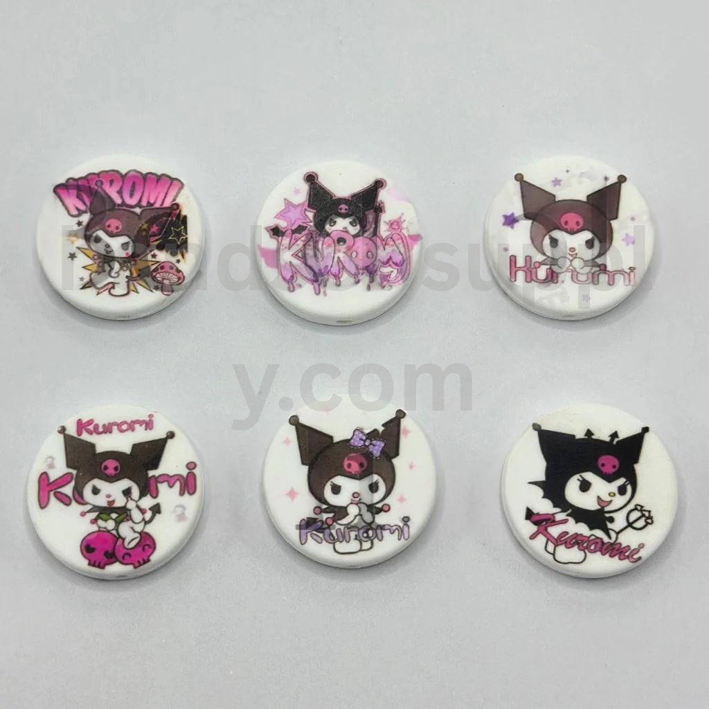 Kurome Style Black Cat Kitten with Skull Design Silicone Focal Beads