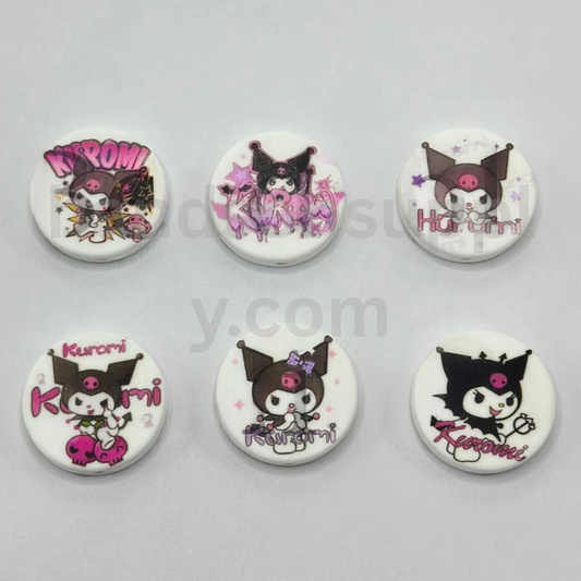 Kurome Style Black Cat Kitten with Skull Design Silicone Focal Beads
