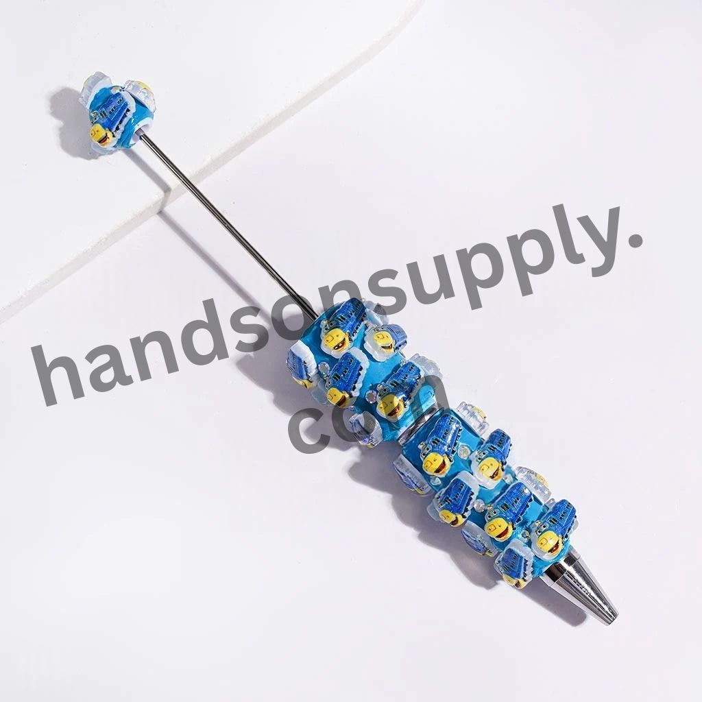 Adorable Sports Car Plumber Character with Sparkling AB Rhinestones Beadable Clay Pens, Multi-Color