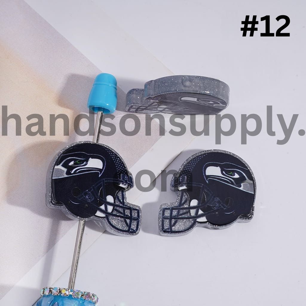 Silver Glitter USA American Football Helmet Shape Acrylic Beads 22*26MM