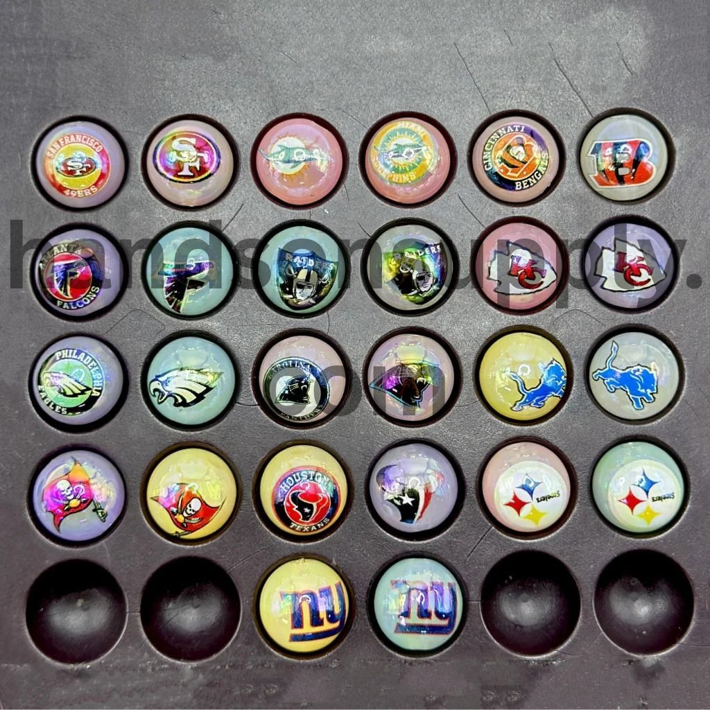 Round Jelly Color USA American Football Team Sports Acrylic Beads, 16MM