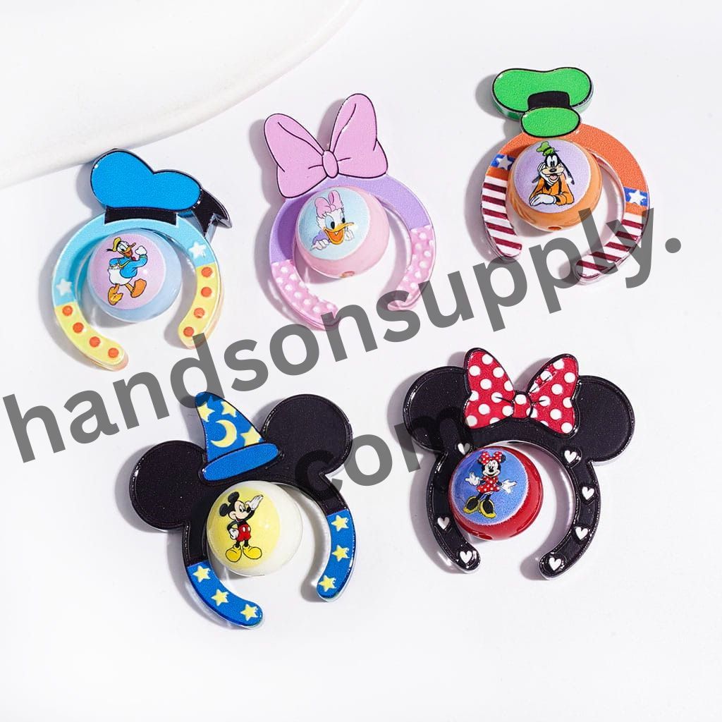Colorful Classic Cartoon Mouse, Duck and Dog Cartoon Characters with Hairband and Round Acrylic Beads Collection Set, Random Mix