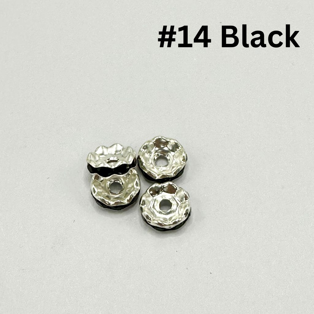 Wavy Metal Spacers with Rhinestones in Solid Colors, 12MM