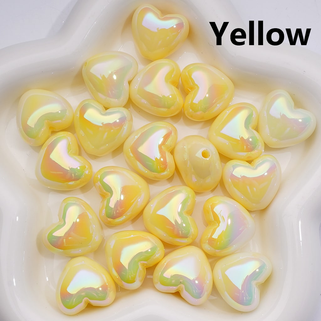 Luminous Hearts UV Coating Acrylic Beads 22*19MM (Single Color is available for 200pcs Whole bag)