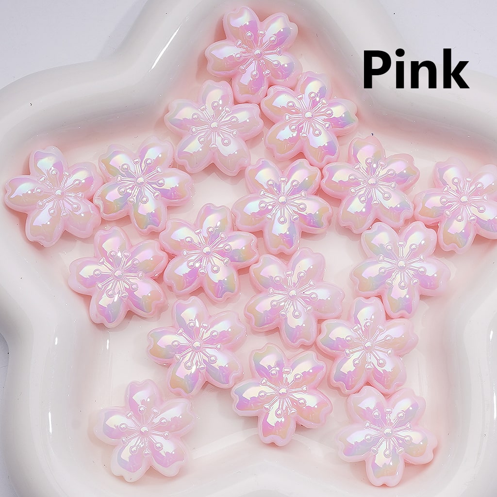 Luminous Cute Five-Petaled Flowers UV Coating Acrylic Beads 24MM (Single Color is available for 200pcs Whole bag)