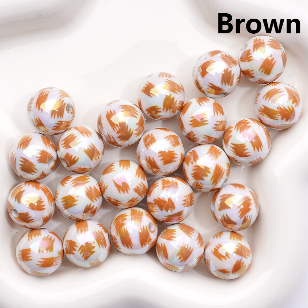 UV Coated Abstract Pen Brush Print Multi-Color Round Acrylic Beads 16mm (Single Color is available for 200pcs(Whole Bag))