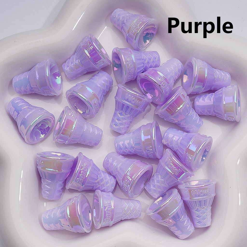 Luminous Ice Cream Cone UV Coating Acrylic Bead 21*18MM (Single Color is available for 200pcs Whole bag)