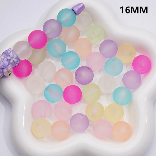 Multi-Color Frosted Matte Translucent Round Acrylic Beads, 16MM
