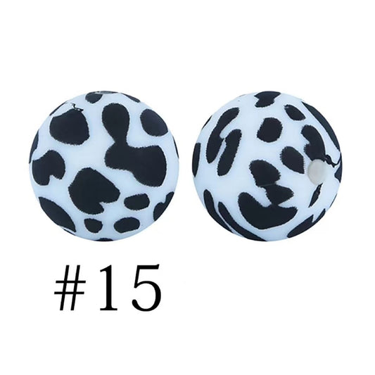 Cute Cow Print Farm Style Silicone Beads Number 15