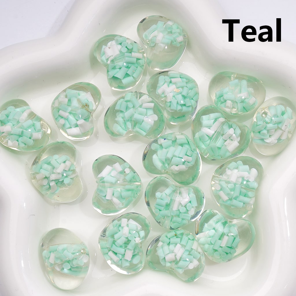 Heart Shape with Candy Sticks Inside Luminous Acrylic Beads 23×18MM Clear Single Color