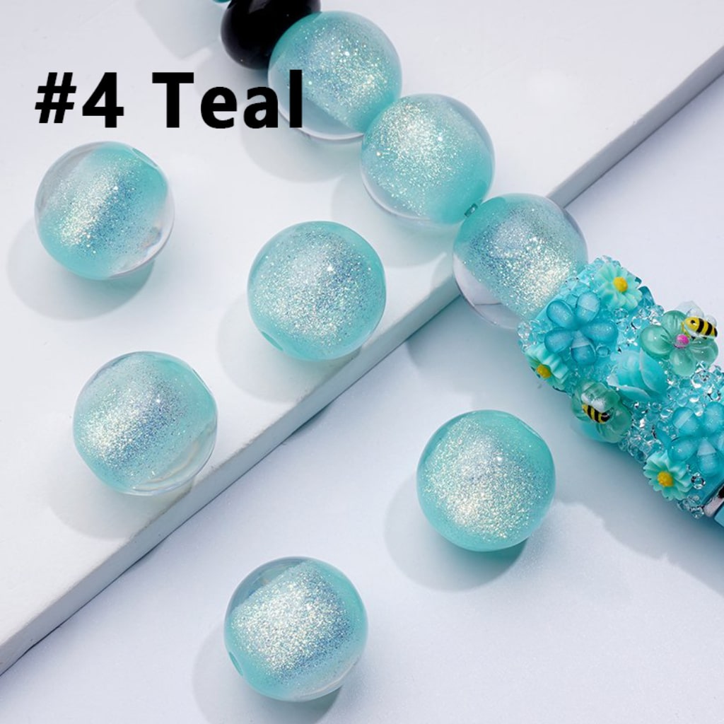 Bling Bling Luminous Shiny Glitter Half Sugar Core Round Acrylic Beads, 12MM