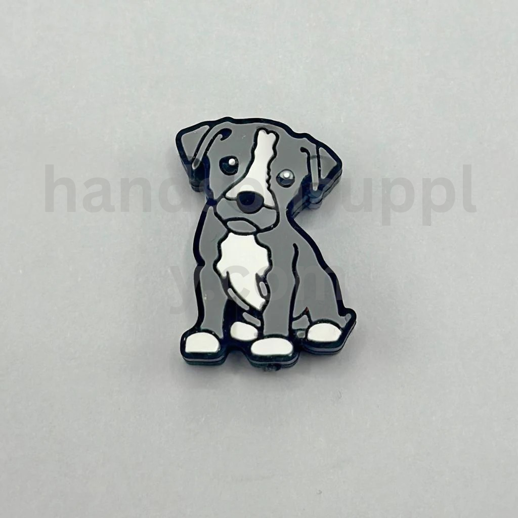 Gray Bulldog and Pitbull Puppy Dog Design Silicone Focal Beads