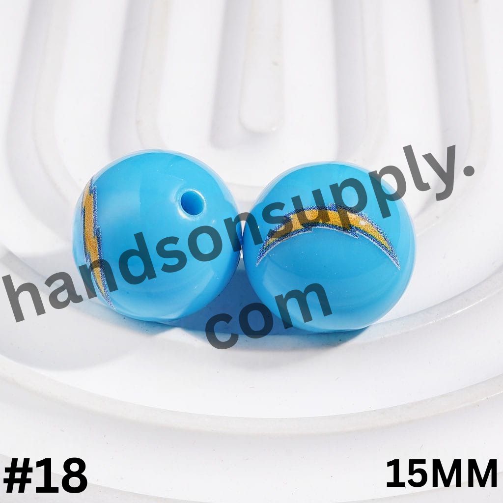 American Football Team Acrylic Beads for Bracelets, 15MM