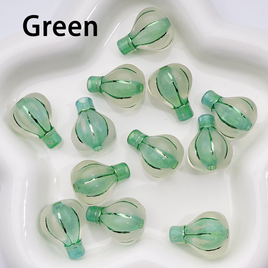 Hot Air Balloon-Shaped Acrylic Beads Clear Multi-Color Design with Shiny Stripes, Approx 24×19MM, Random Mix