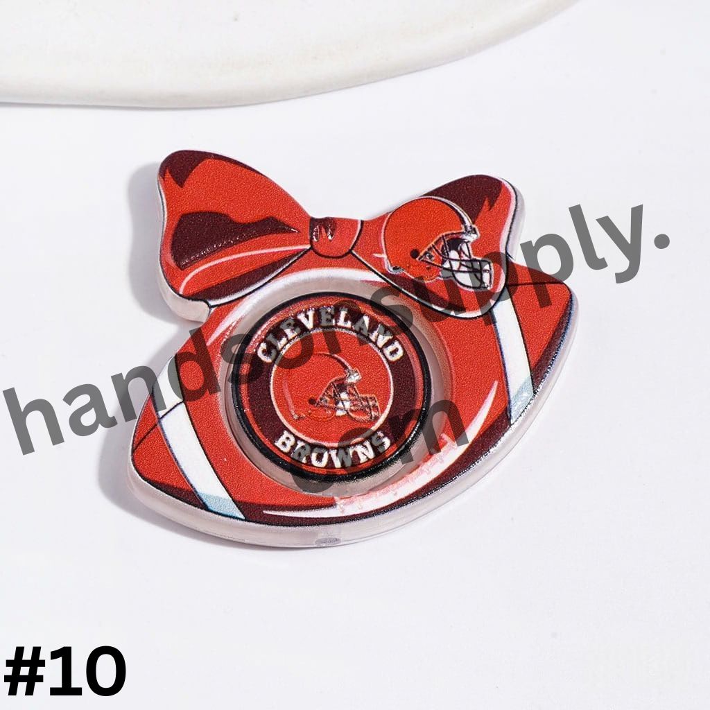 American Football Team Design Hollow Bowtie Frame with Flat Round Acrylic Beads Collection Set, Large Size