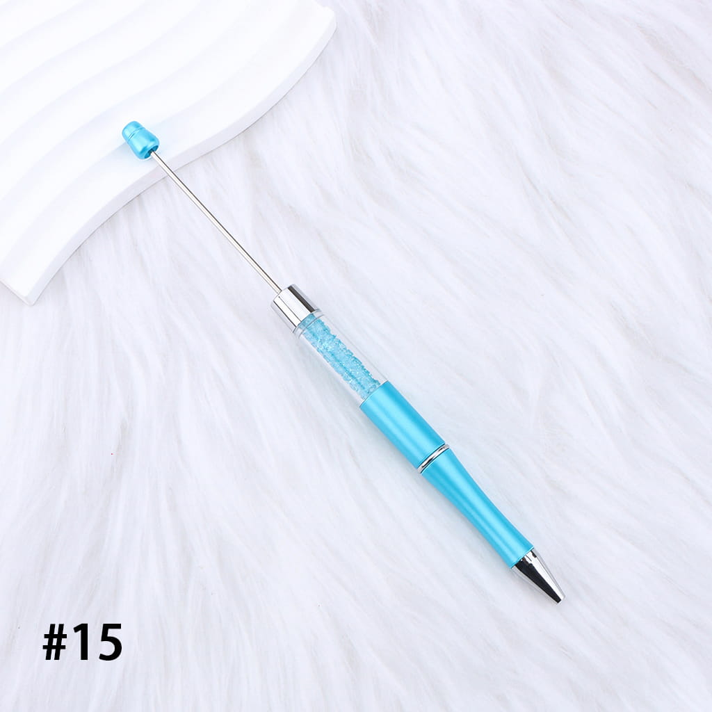DIY Plastic Beadable Pens - Transparent Tube with Shimmer Crystal Beaded Pens, Length 186MM, Multi-Color