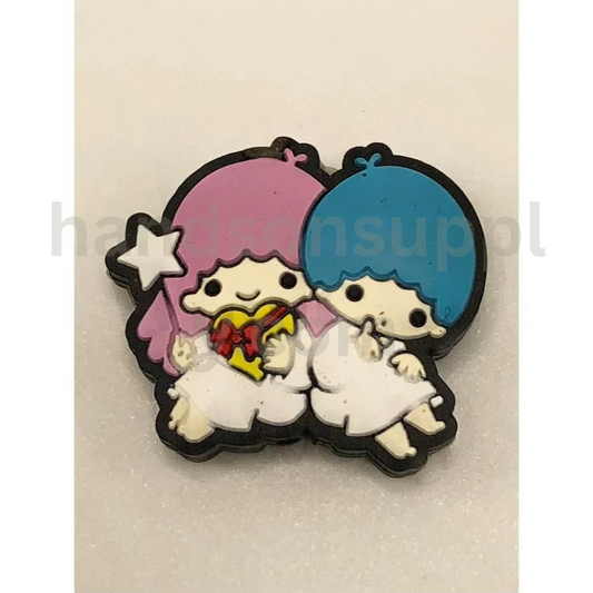 Angel Twins with Heart and Star Silicone Focal Bead