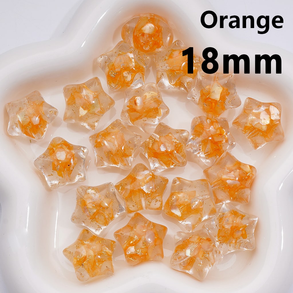 Clear Star Acrylic Beads with Gold Foil & Multicolor Shells 18MM (Single Color is available for 200pcs(Whole bag))