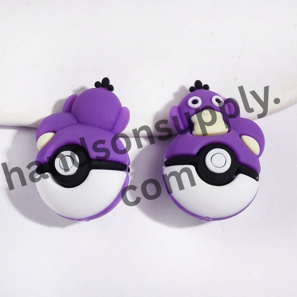 3D Adorable Duck Character Resting on Magic Ball Silicone Focal Beads, 20*30MM, Multi-Color