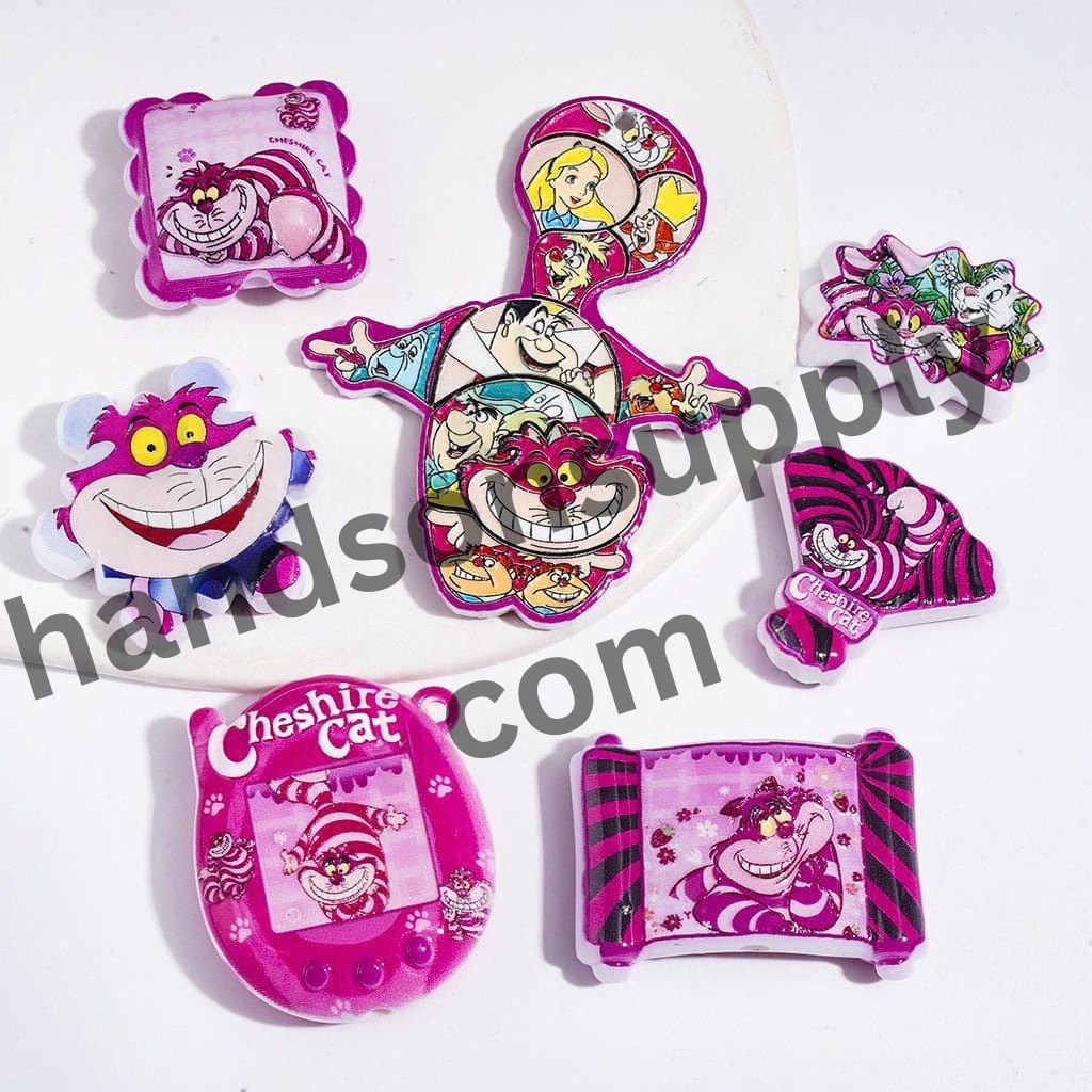 Playful Laughing Cat and Rabbit Characters Series in Purple and Pink Designs Acrylic Beads and Pendants, Random Mix