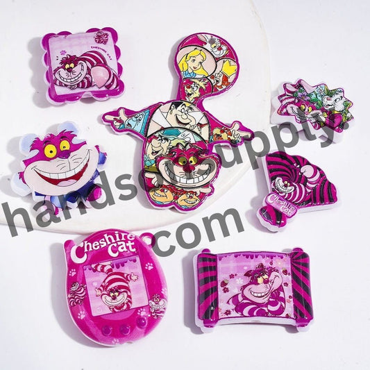 Playful Laughing Cat and Rabbit Characters Series in Purple and Pink Designs Acrylic Beads and Pendants, Random Mix