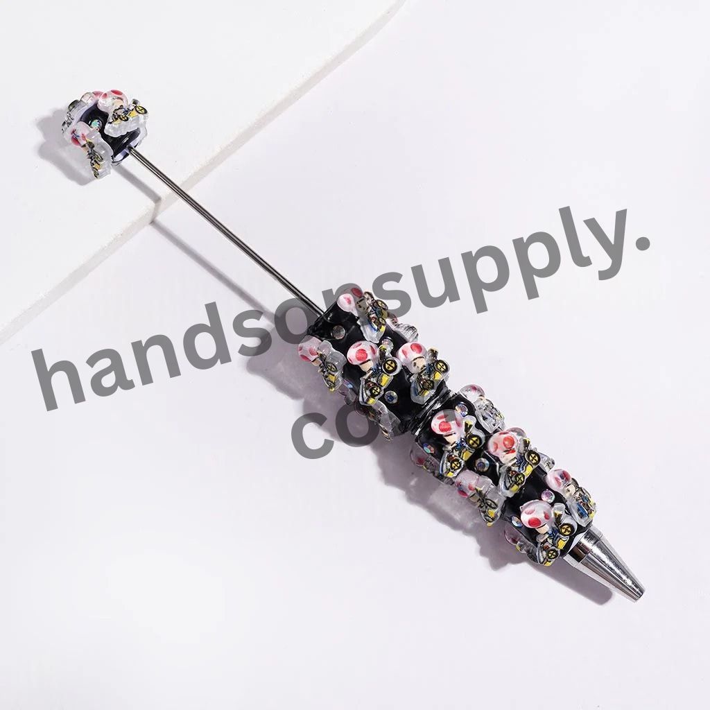 Adorable Sports Car Plumber Character with Sparkling AB Rhinestones Beadable Clay Pens, Multi-Color