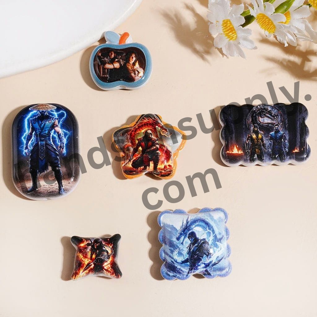 Powerful Warrior Fantasy Game Character Series Acrylic Beads and Pendants, Random Mix