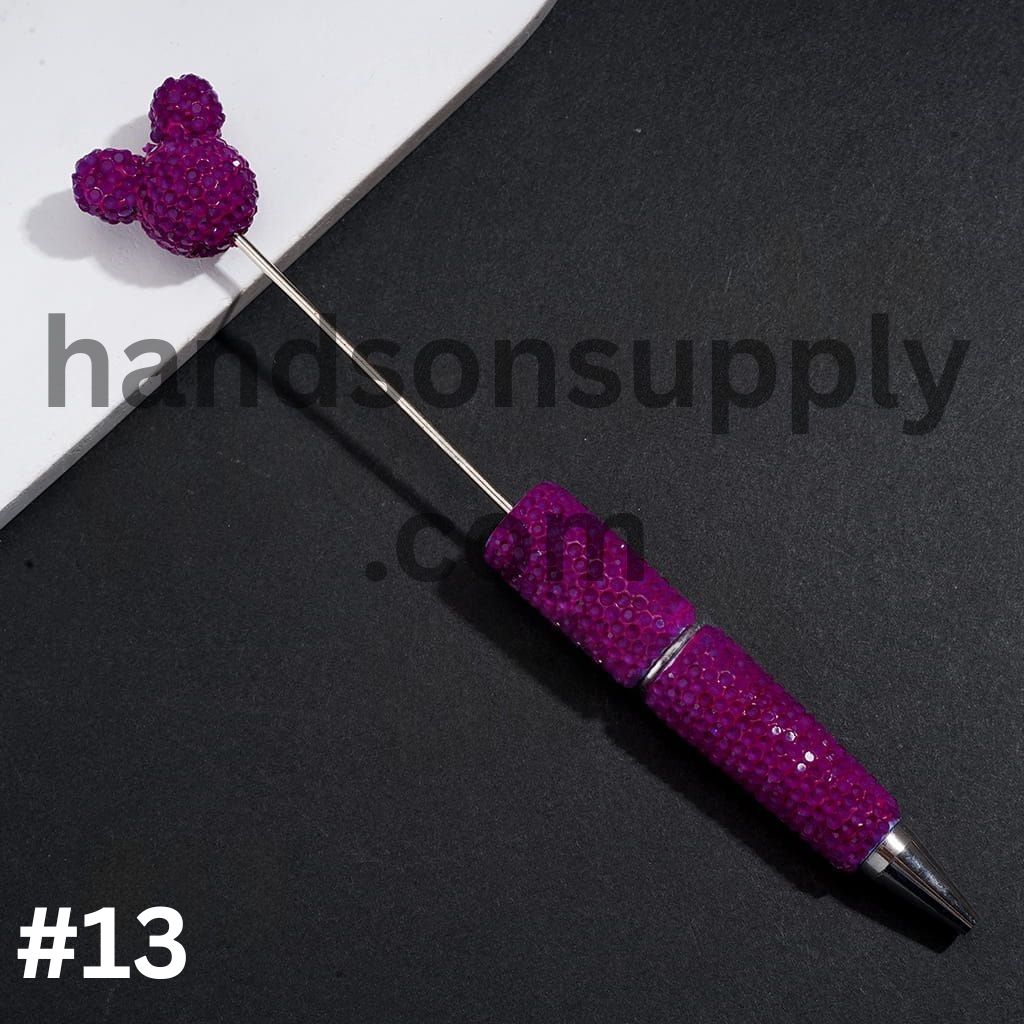 Vibrant Color Mouse Head Pen Topper with Sparkly Rhinestone Fluorescent Beadable Clay Pen (Please Read Description)