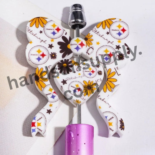 Pittsburgh American Football Collection with Heart & Bowtie-Shaped Silicone Focal Beads, 45*52MM