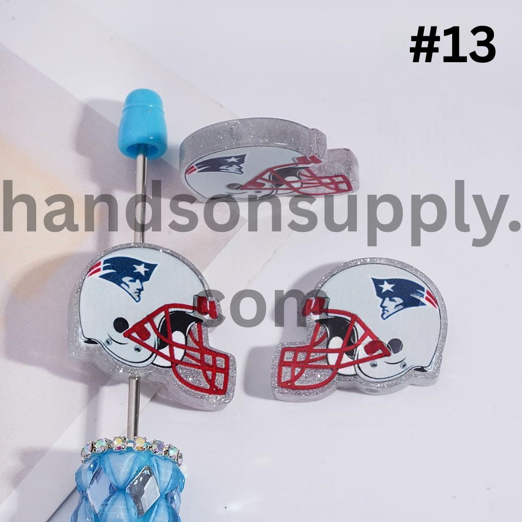 Silver Glitter USA American Football Helmet Shape Acrylic Beads 22*26MM