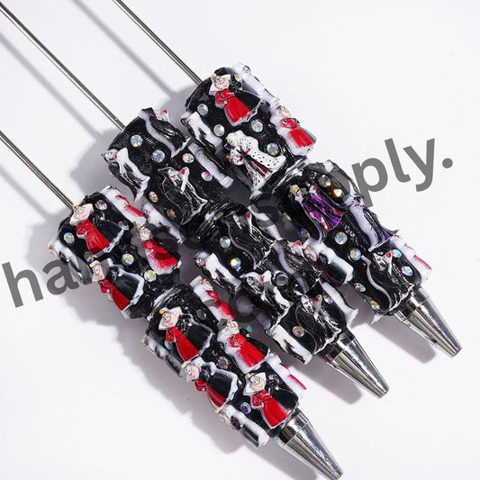 Classic Cartoon Villain Character Series with Sparkling AB Rhinestones Design Beadable Clay Pen