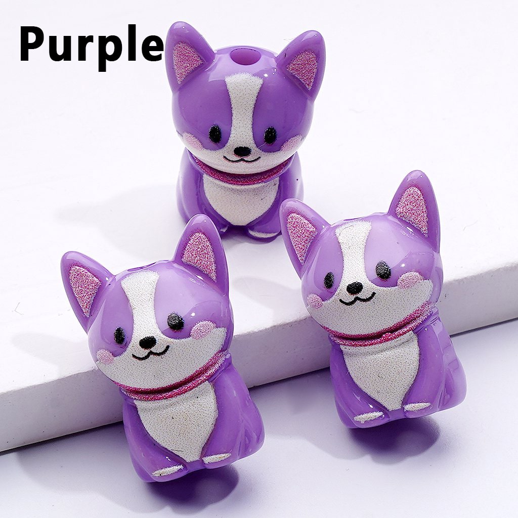 Adorable Solid Color Puppy Dog Acrylic Beads – 23x12MM Charm