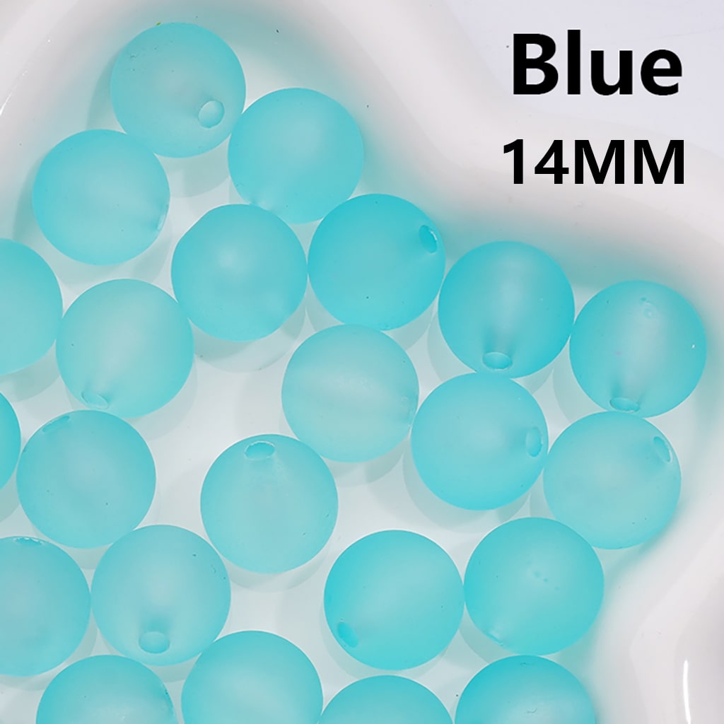 Multi-Color Acrylic Beads Round Frosted Matte Translucent, 14MM (Single Color is available for 300pcs Whole bag)