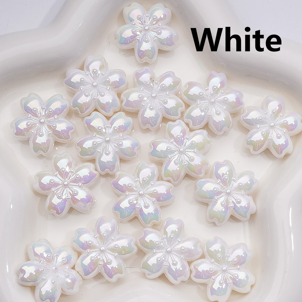Luminous Cute Five-Petaled Flowers UV Coating Acrylic Beads 24MM (Single Color is available for 200pcs Whole bag)