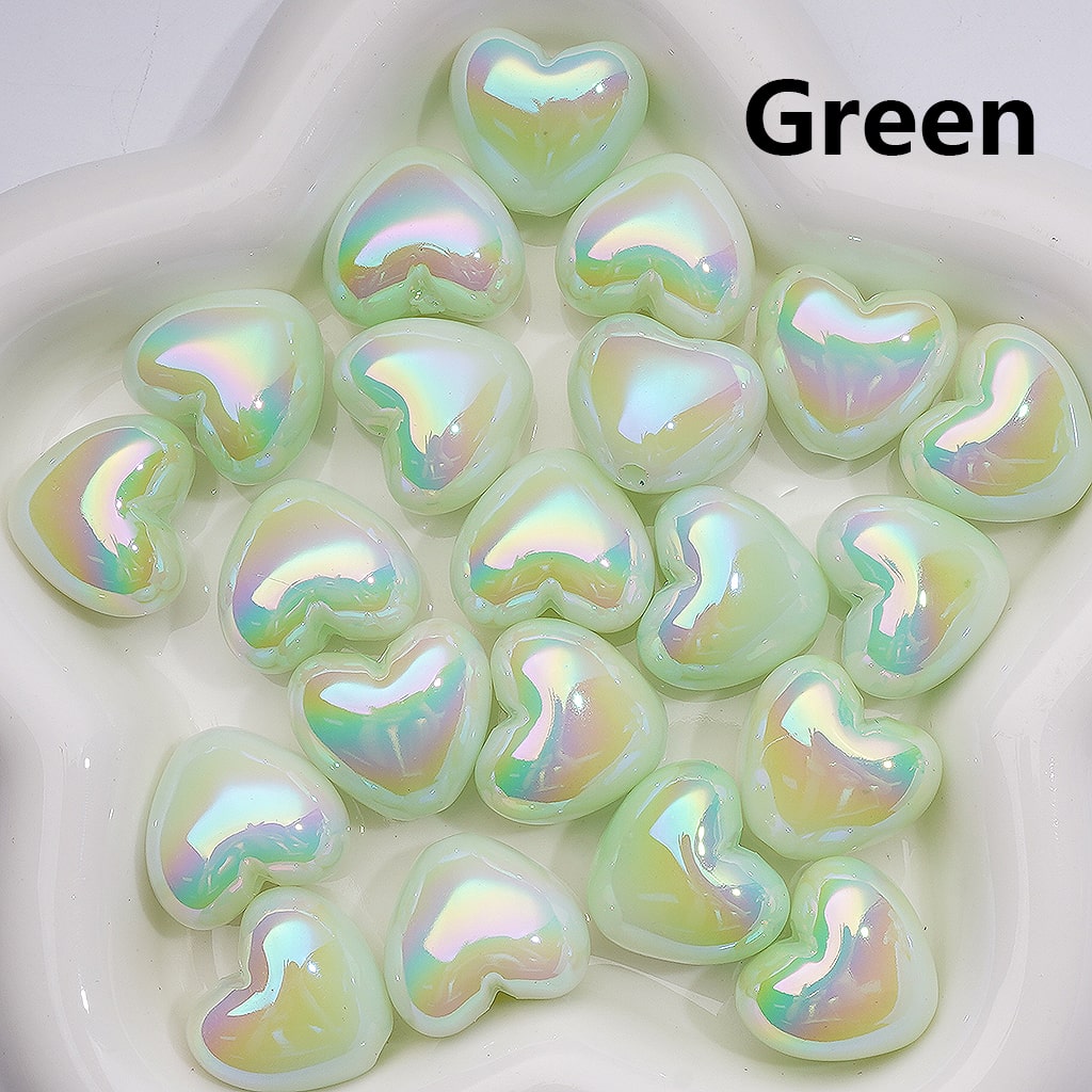 Luminous Hearts UV Coating Acrylic Beads 22*19MM (Single Color is available for 200pcs Whole bag)