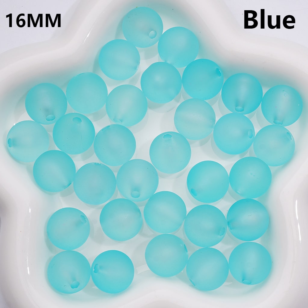 Multi-Color Frosted Matte Translucent Round Acrylic Beads, 16MM