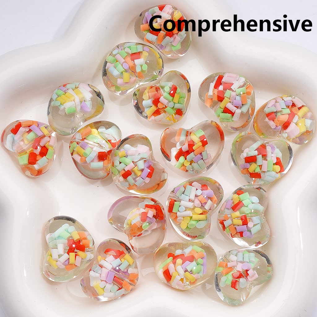 Heart Shape with Candy Sticks Inside Luminous Acrylic Beads 23×18MM Clear Single Color