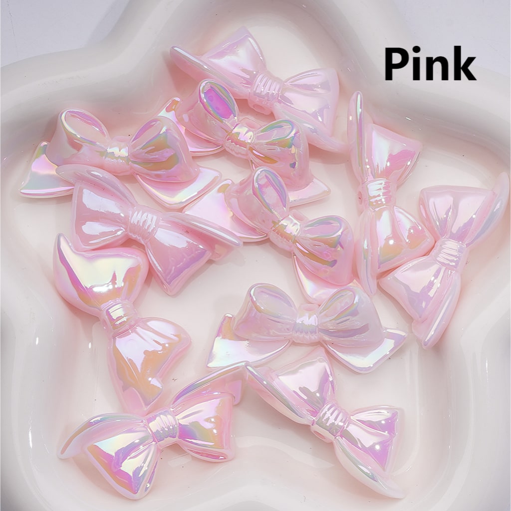 Large Luminous Bowknots UV Coating Acrylic Bead 46*21MM (Single Color is available for 200pcs Whole bag)
