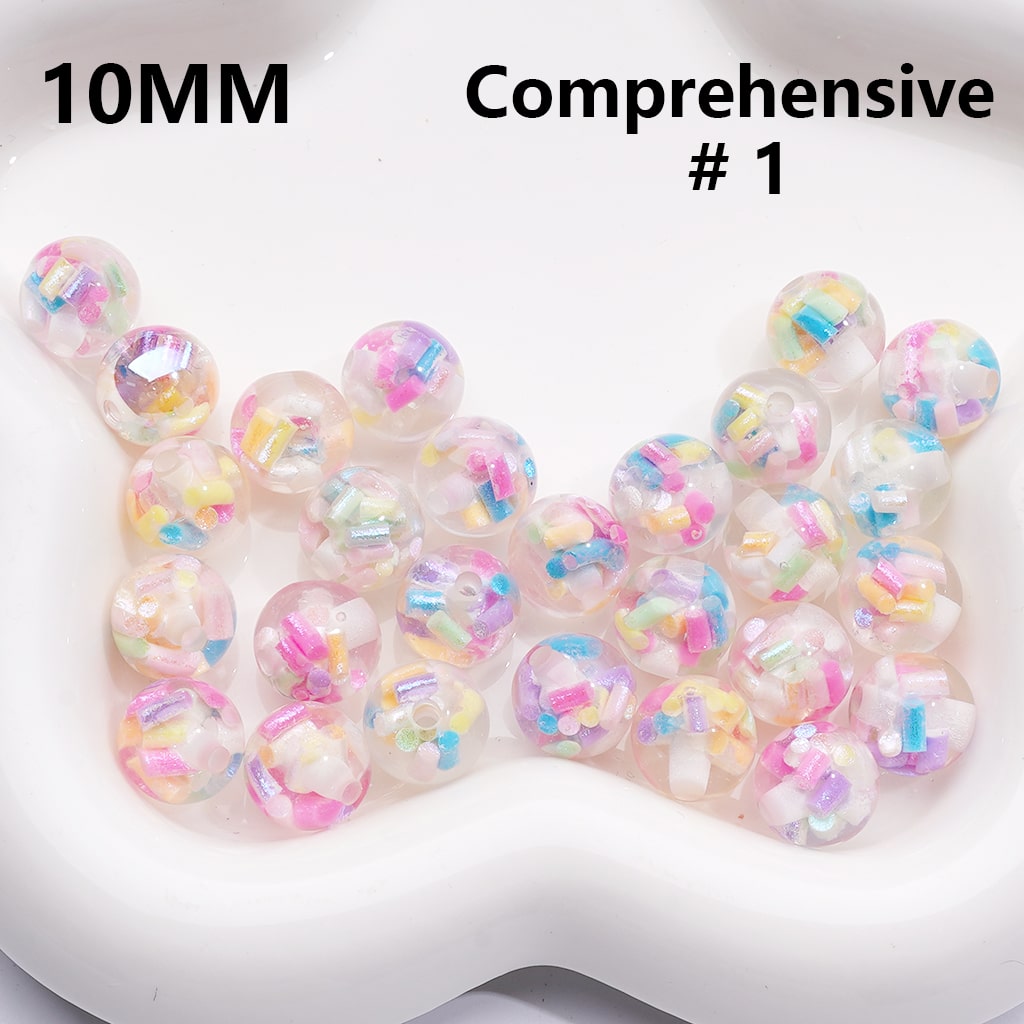 Shiny Colorful Candy Stick Clear Single Color Round Acrylic Waist Beads for Jewelry Making 10mm Random Mix